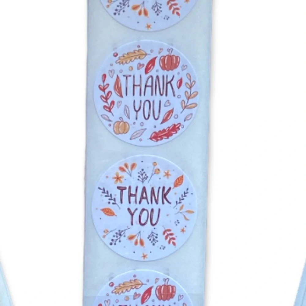 300 Pack of 1" Round Thank You Stickers 2 Designs, Pumpkin, Fall PRICE IS FIRM - Picture 2 of 3